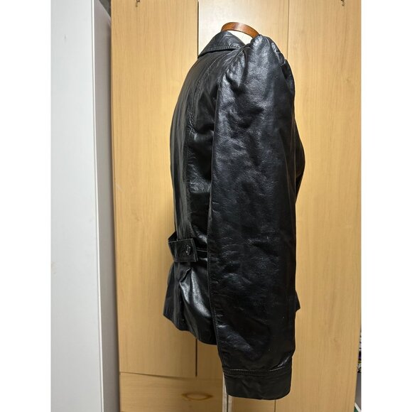 AVANT GARDE Vintage Black Leather Blazer Jacket 70s 80s USA Women Small - Picture 8 of 13